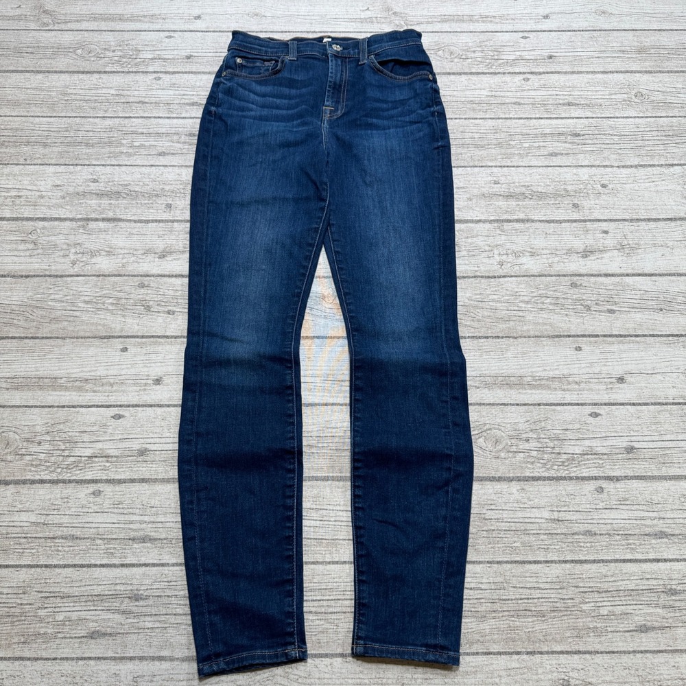 7 For All Mankind Jeans Women's 27 Blue Dark Wash High Waist Skinny Slim Denim